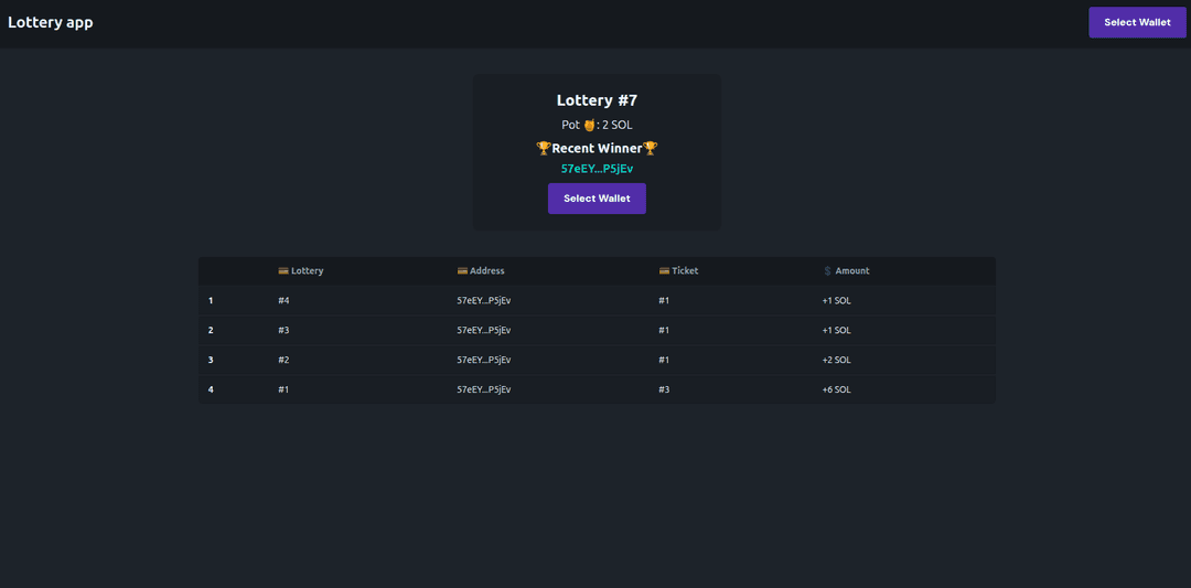 Solana Lottery DApp